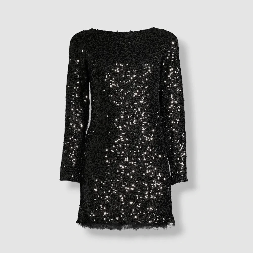 Sachin & Babi NWT Cameron Sequin-embellished Mini Dress In Black Sz 10 MSRP 395‎